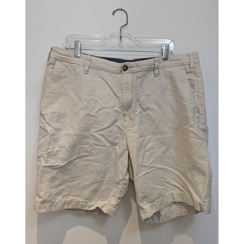 Nautica Deck Chino Shorts Linen Cotton Blend Tan Men's Size‎ 36 Classic Fit